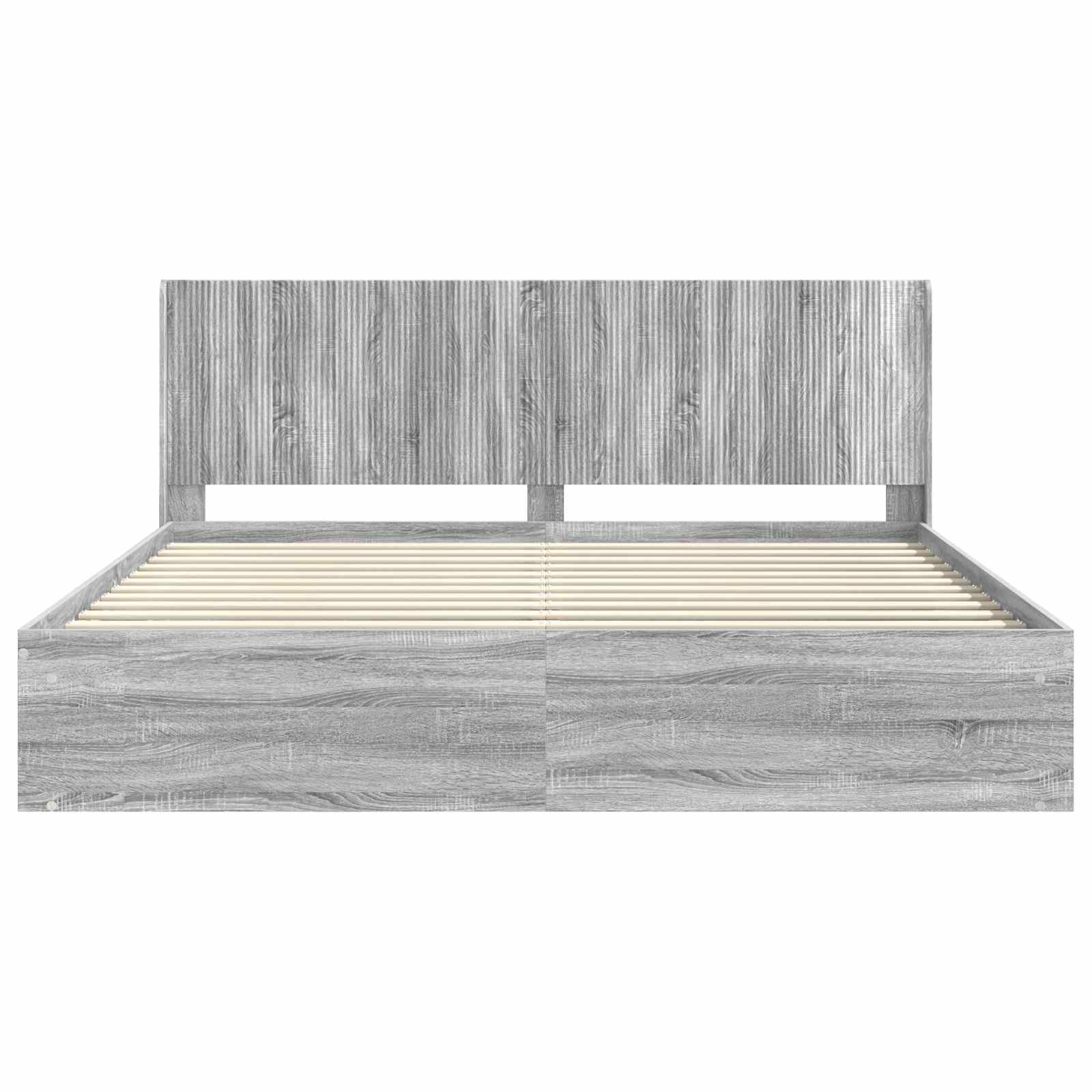 Struttura del letto con stoccaggio e testata Sonoma grigio | homemem39