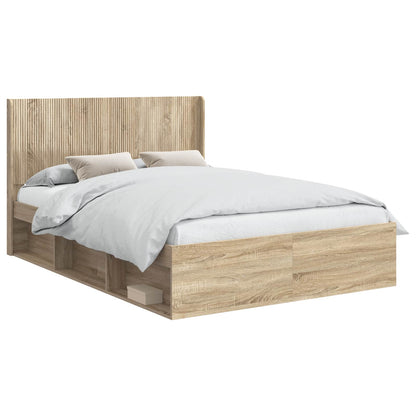 Struttura del letto con stoccaggio e testata Rovere Sonoma | homemem39