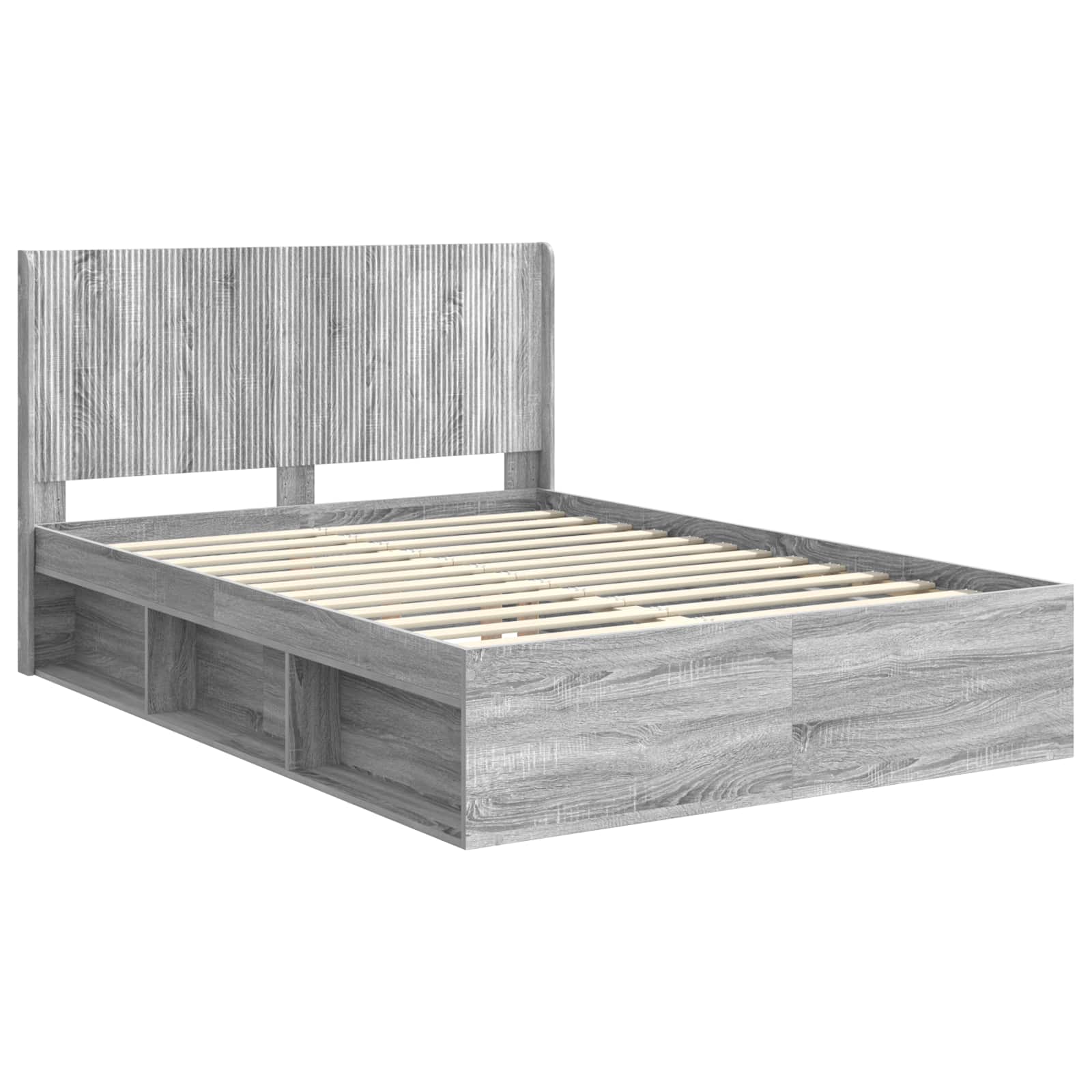 Struttura del letto con stoccaggio e testata Grigio Sonoma | homemem39