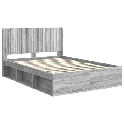 Struttura del letto con stoccaggio e testata Grigio Sonoma | homemem39
