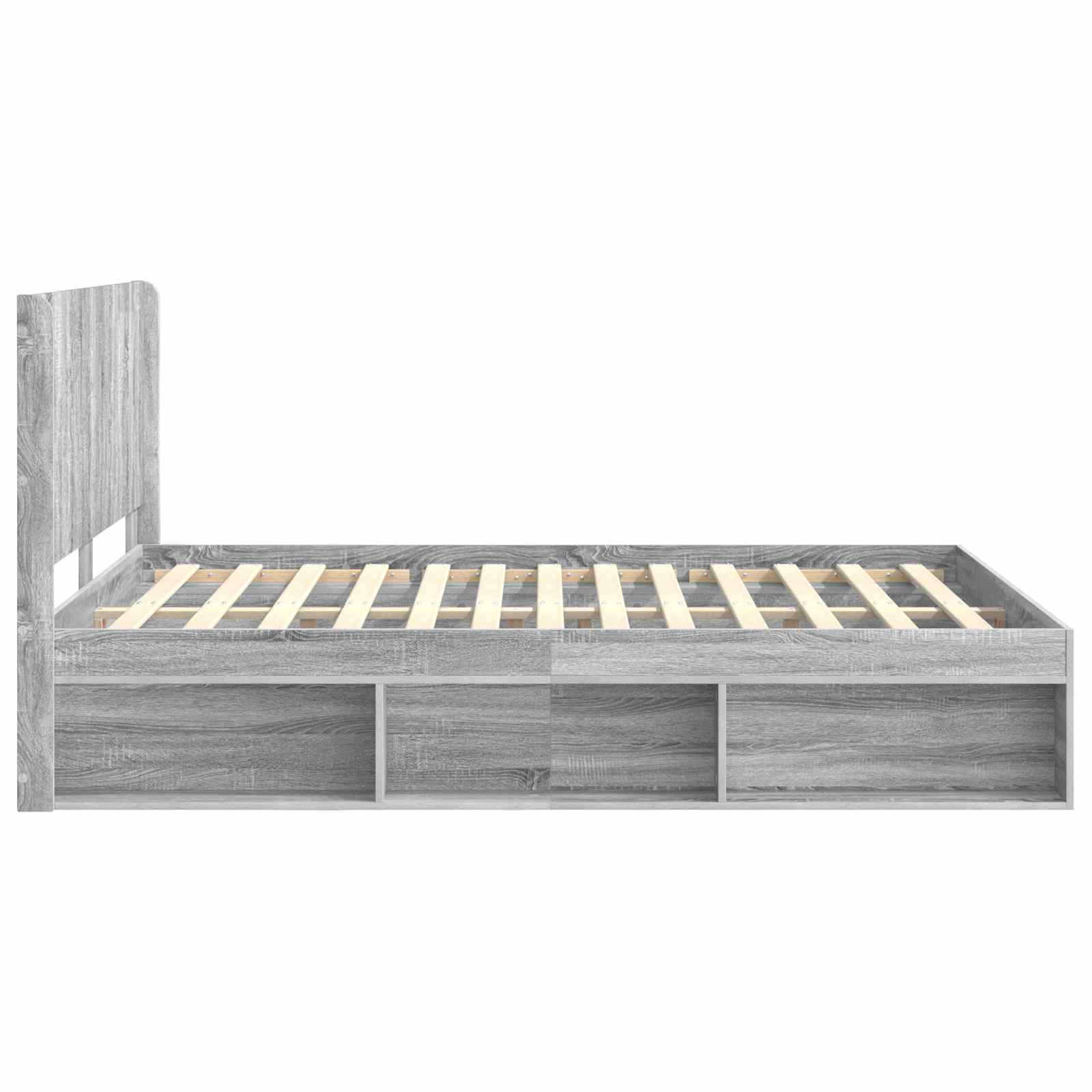 Struttura del letto con stoccaggio e testata Grigio Sonoma | homemem39