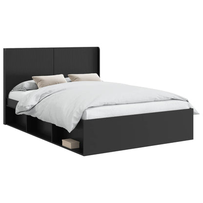 Struttura del letto con stoccaggio e testata Nero 140 x 200 cm | homemem39