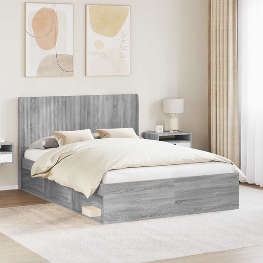 Struttura del letto con stoccaggio e testata 2 pz | homemem39
