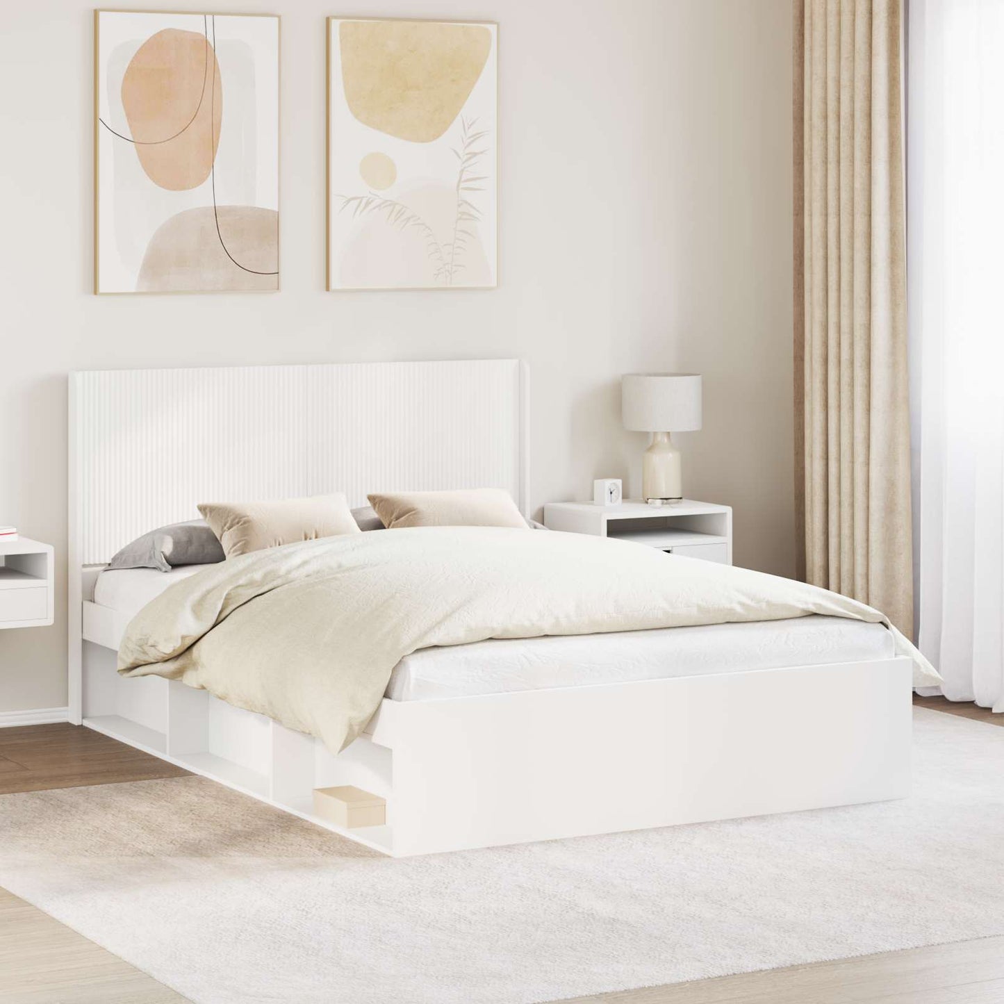 Struttura del letto con stoccaggio e testata 3 pcs | homemem39