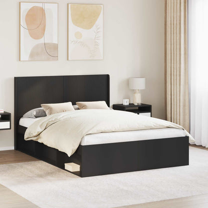 Struttura del letto con stoccaggio e testata Nero 135 x 190 cm | homemem39