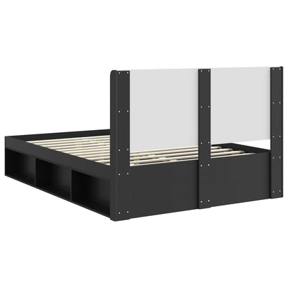 Struttura del letto con stoccaggio e testata Nero 135 x 190 cm | homemem39