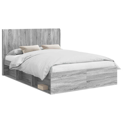 Struttura del letto con stoccaggio e testata Grigio Sonoma | homemem39