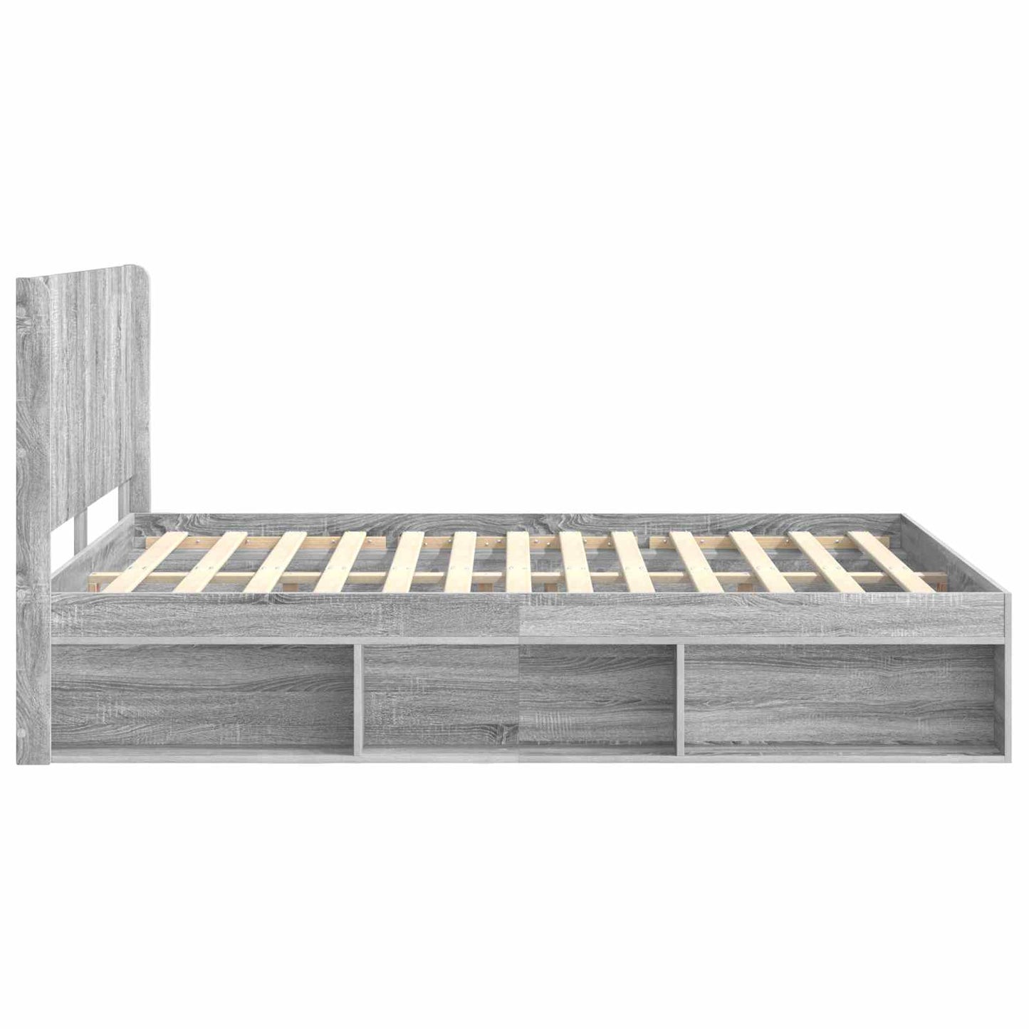 Struttura del letto con stoccaggio e testata Grigio Sonoma | homemem39