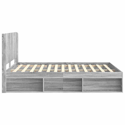 Struttura del letto con stoccaggio e testata Grigio Sonoma | homemem39