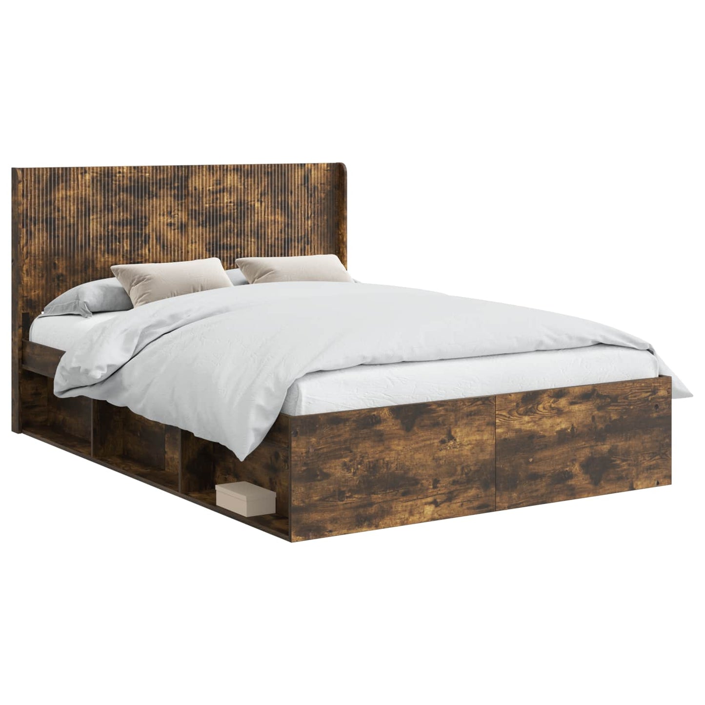 Struttura del letto con stoccaggio e testata Rovere Fumo | homemem39