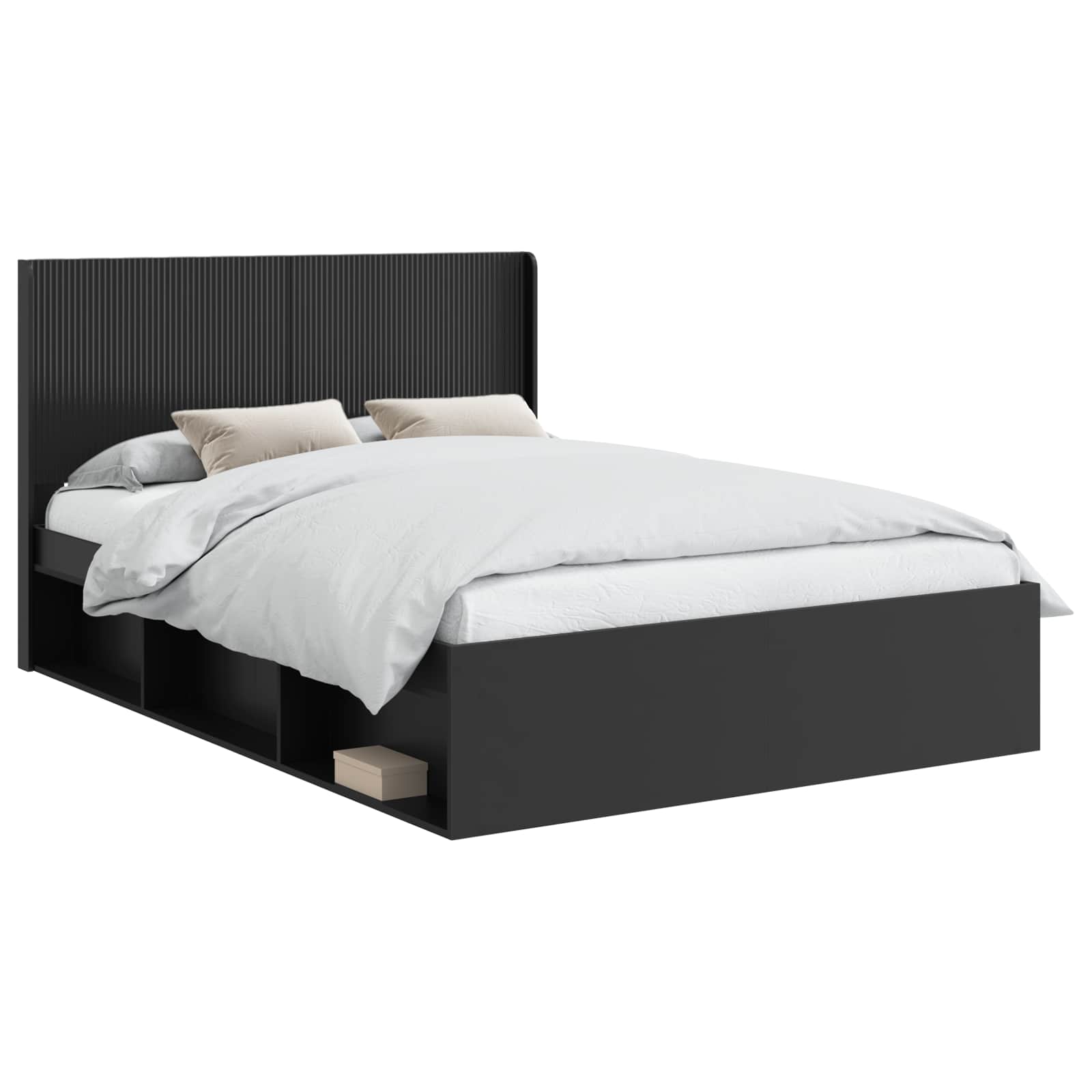 Struttura del letto con stoccaggio e testata Nero 120 x 190 cm | homemem39