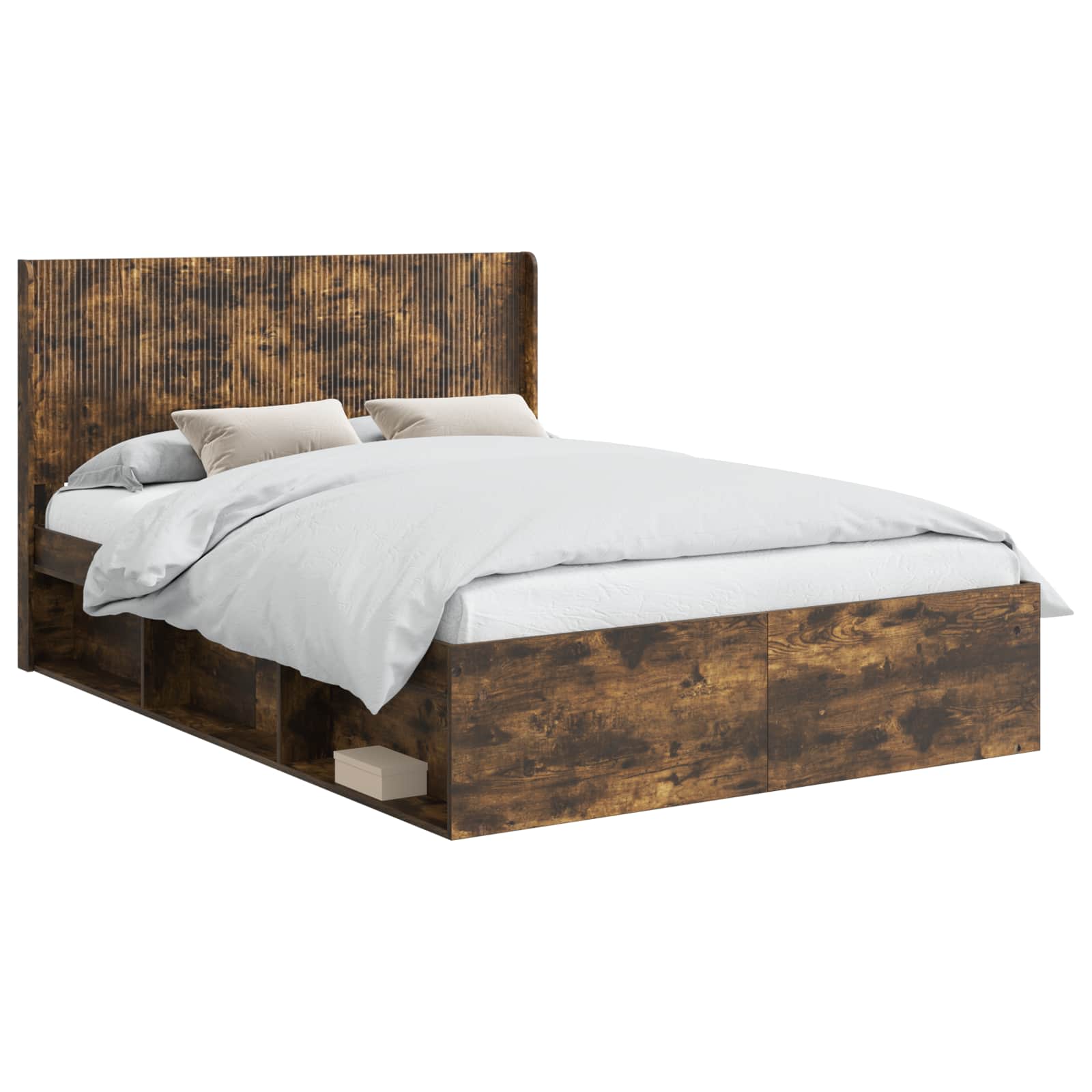 Struttura del letto con stoccaggio e testata Rovere Fumo | homemem39