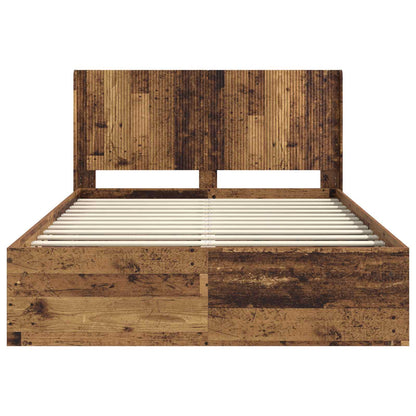 Struttura del letto con stoccaggio e testata Legno antico | homemem39