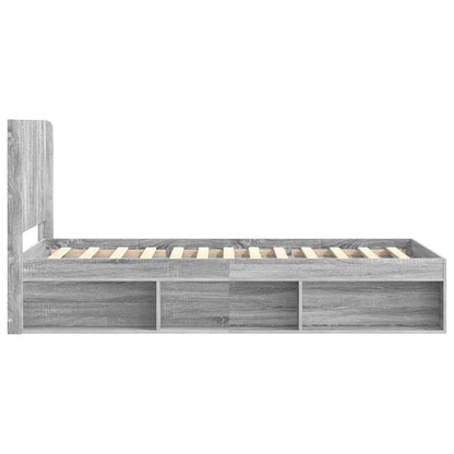 Struttura del letto con stoccaggio e testata Sonoma grigio | homemem39