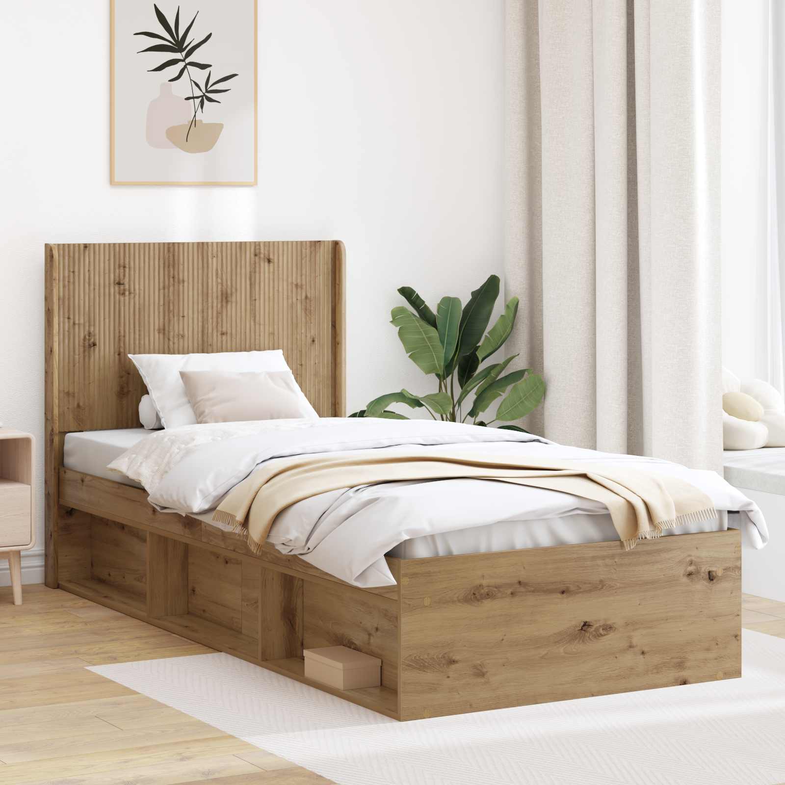 Struttura del letto con stoccaggio e testata Rovere Artigianale | homemem39