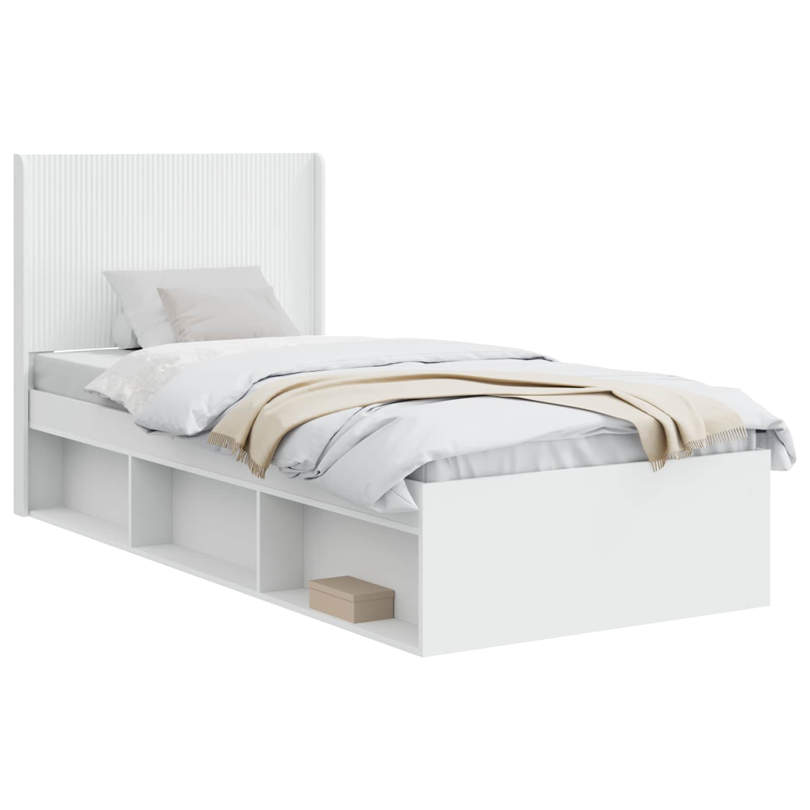 Struttura del letto con stoccaggio e testata Bianco 90 x 200 cm | homemem39