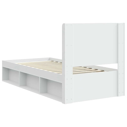 Struttura del letto con stoccaggio e testata Bianco 90 x 200 cm | homemem39