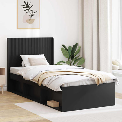 Struttura del letto con stoccaggio e testata Nero 90 x 200 cm | homemem39