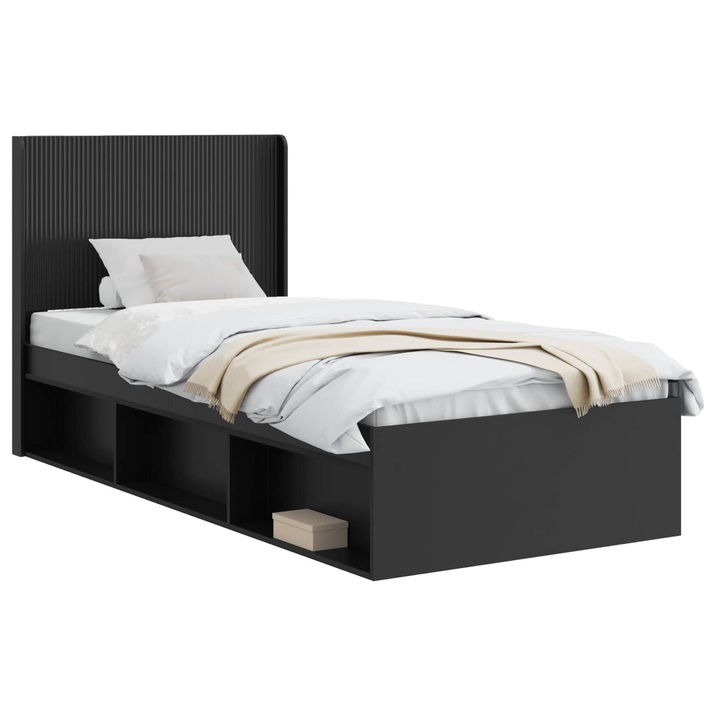 Struttura del letto con stoccaggio e testata Nero 90 x 200 cm | homemem39