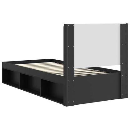 Struttura del letto con stoccaggio e testata Nero 90 x 200 cm | homemem39