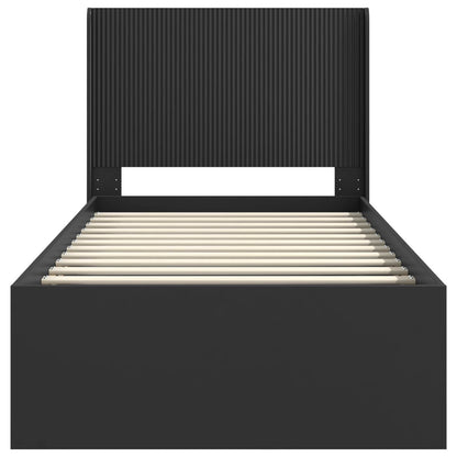 Struttura del letto con stoccaggio e testata Nero 90 x 200 cm | homemem39
