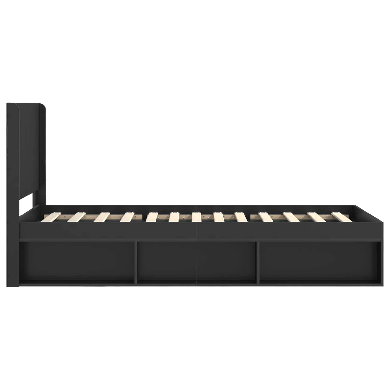 Struttura del letto con stoccaggio e testata Nero 90 x 200 cm | homemem39