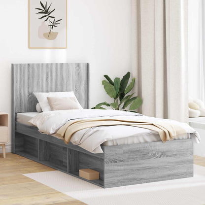 Struttura del letto con stoccaggio e testata Grigio Sonoma | homemem39