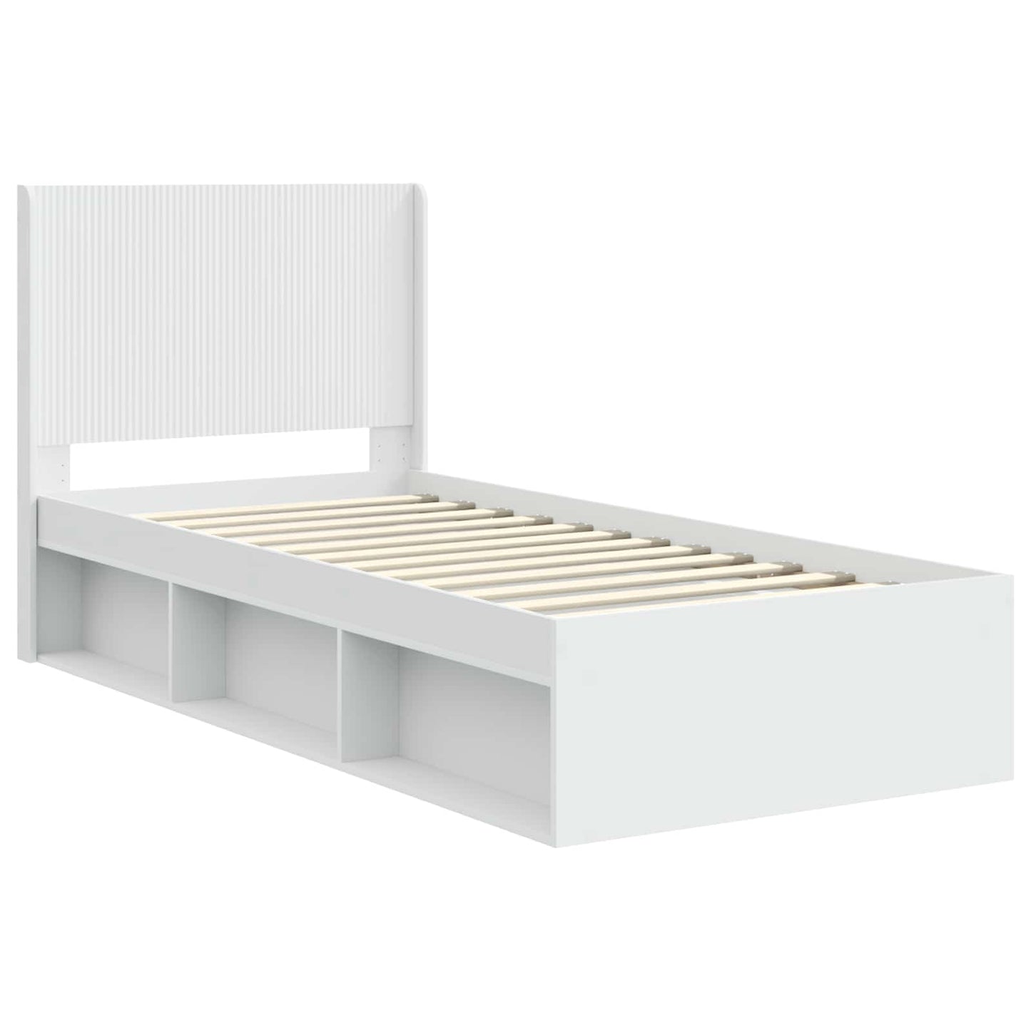 Struttura del letto con stoccaggio e testata Bianco 90 x 190 cm | homemem39