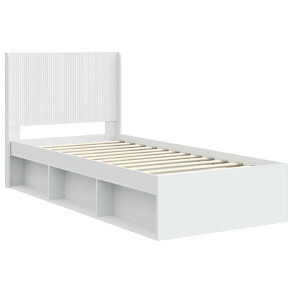 Struttura del letto con stoccaggio e testata Bianco 90 x 190 cm | homemem39