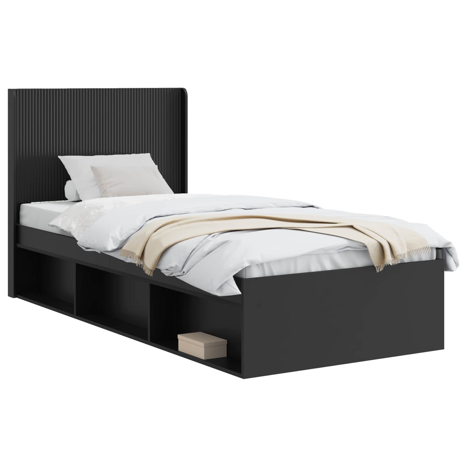 Struttura del letto con stoccaggio e testata Nero 90 x 190 cm | homemem39
