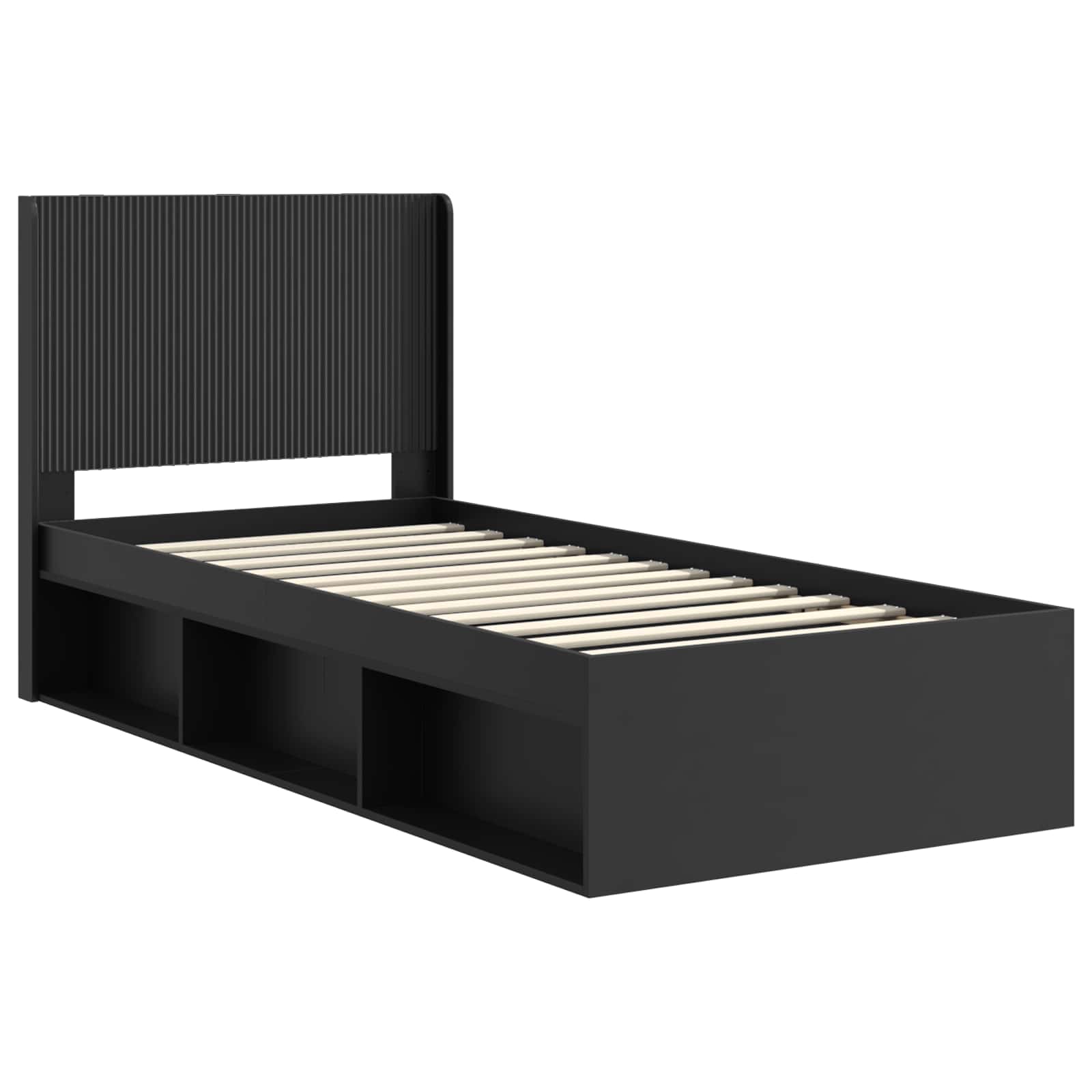 Struttura del letto con stoccaggio e testata Nero 90 x 190 cm | homemem39