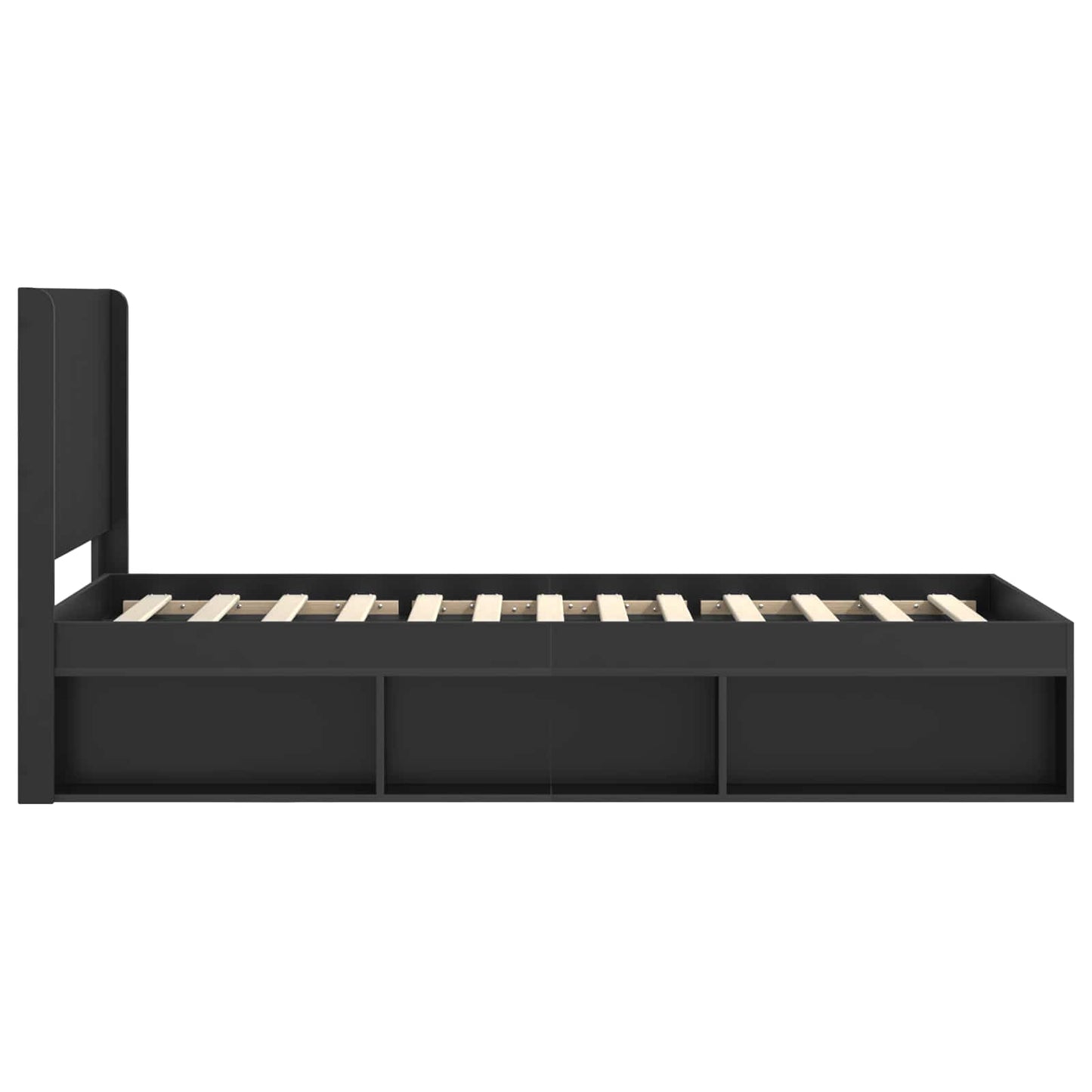 Struttura del letto con stoccaggio e testata Nero 90 x 190 cm | homemem39