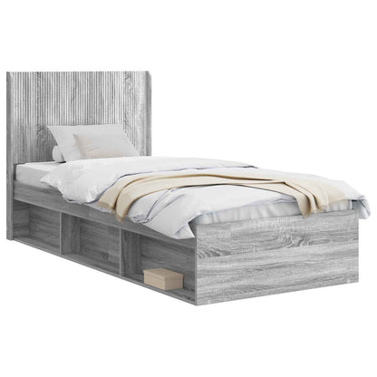 Struttura del letto con stoccaggio e testata Grigio Sonoma | homemem39