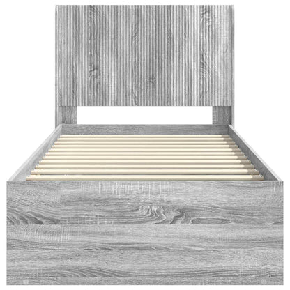 Struttura del letto con stoccaggio e testata Grigio Sonoma | homemem39