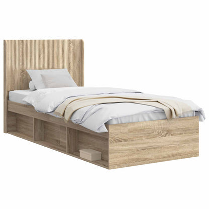Struttura del letto con stoccaggio e testata Rovere Sonoma | homemem39