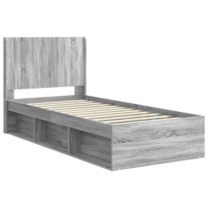 Struttura del letto con stoccaggio e testata Sonoma grigio | homemem39