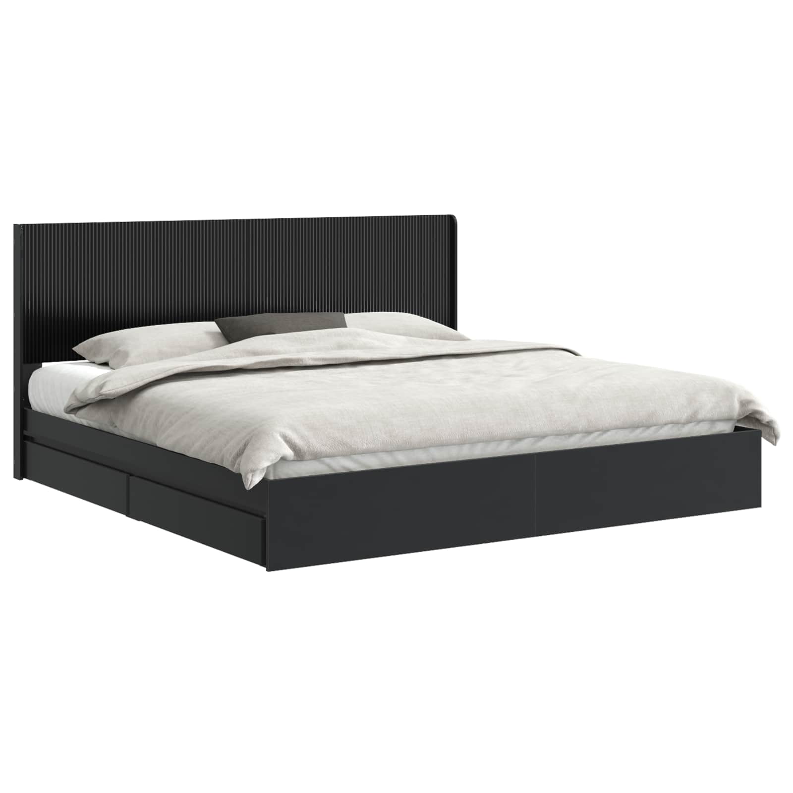 Struttura del letto con stoccaggio e testata Nero 200 x 200 cm | homemem39