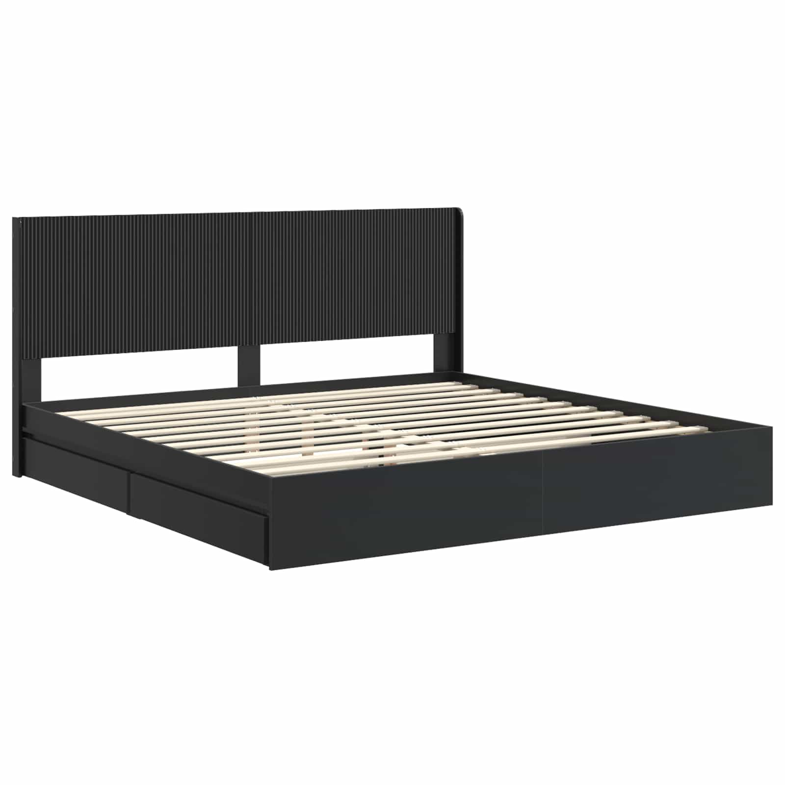 Struttura del letto con stoccaggio e testata Nero 200 x 200 cm | homemem39