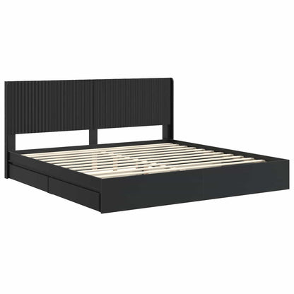 Struttura del letto con stoccaggio e testata Nero 200 x 200 cm | homemem39