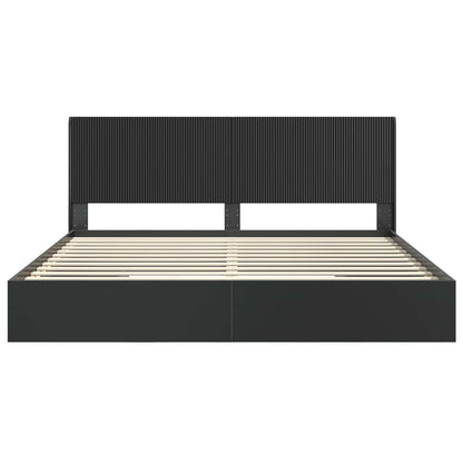 Struttura del letto con stoccaggio e testata Nero 200 x 200 cm | homemem39