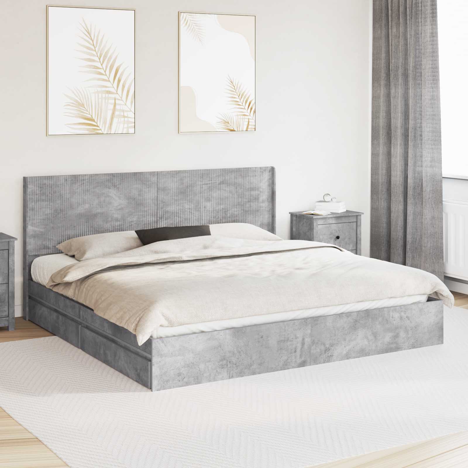 Struttura del letto con stoccaggio e testata Grigio Cemento | homemem39