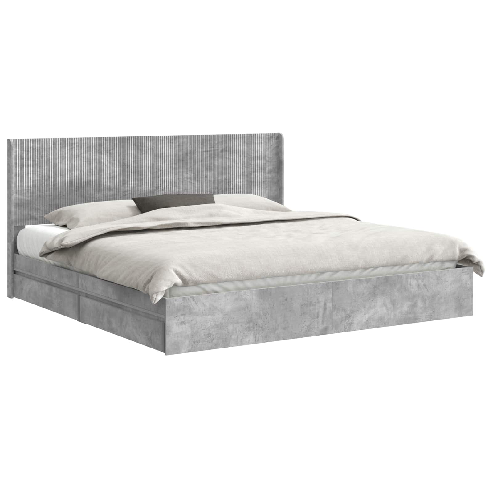 Struttura del letto con stoccaggio e testata Grigio Cemento | homemem39
