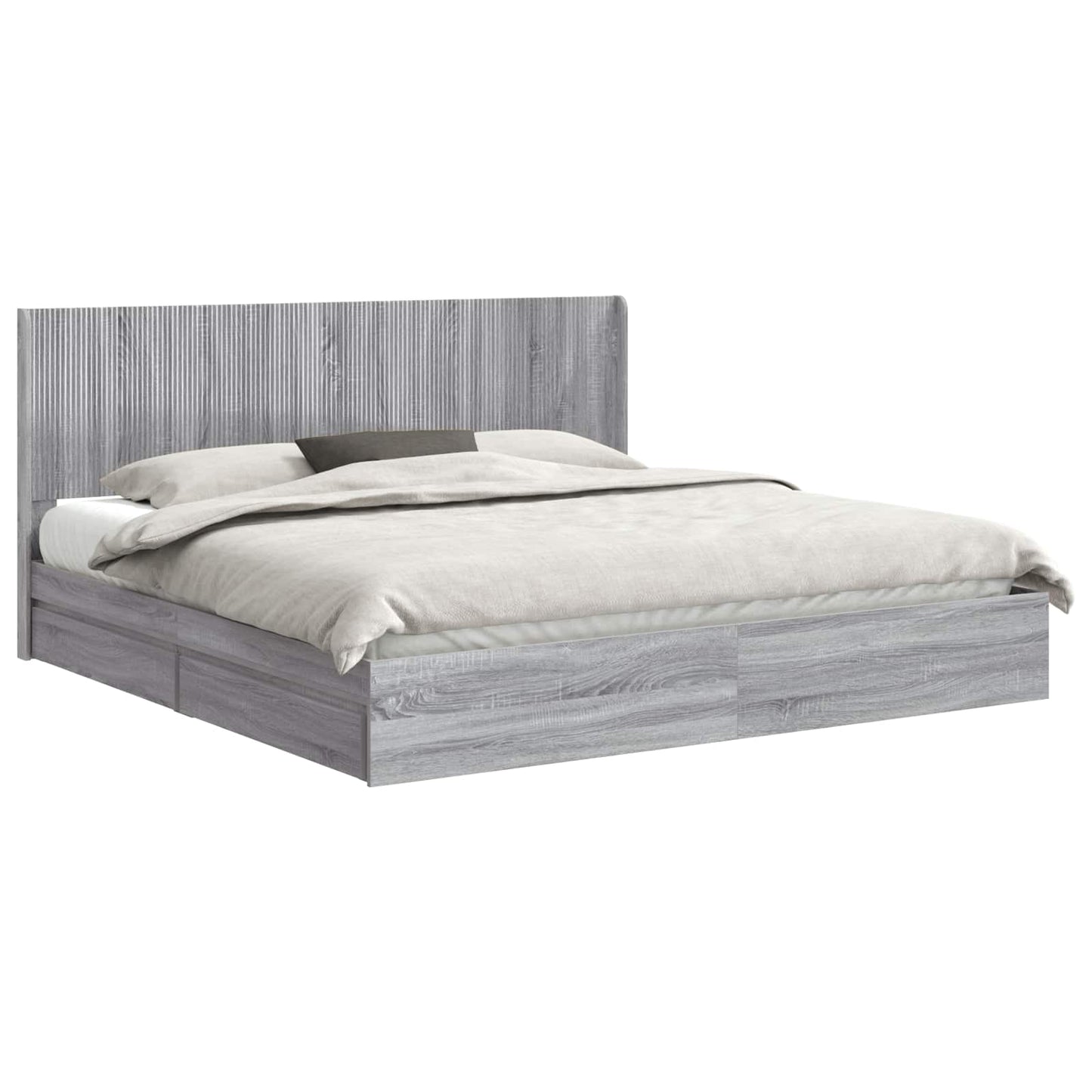 Struttura del letto con stoccaggio e testata Grigio Sonoma | homemem39