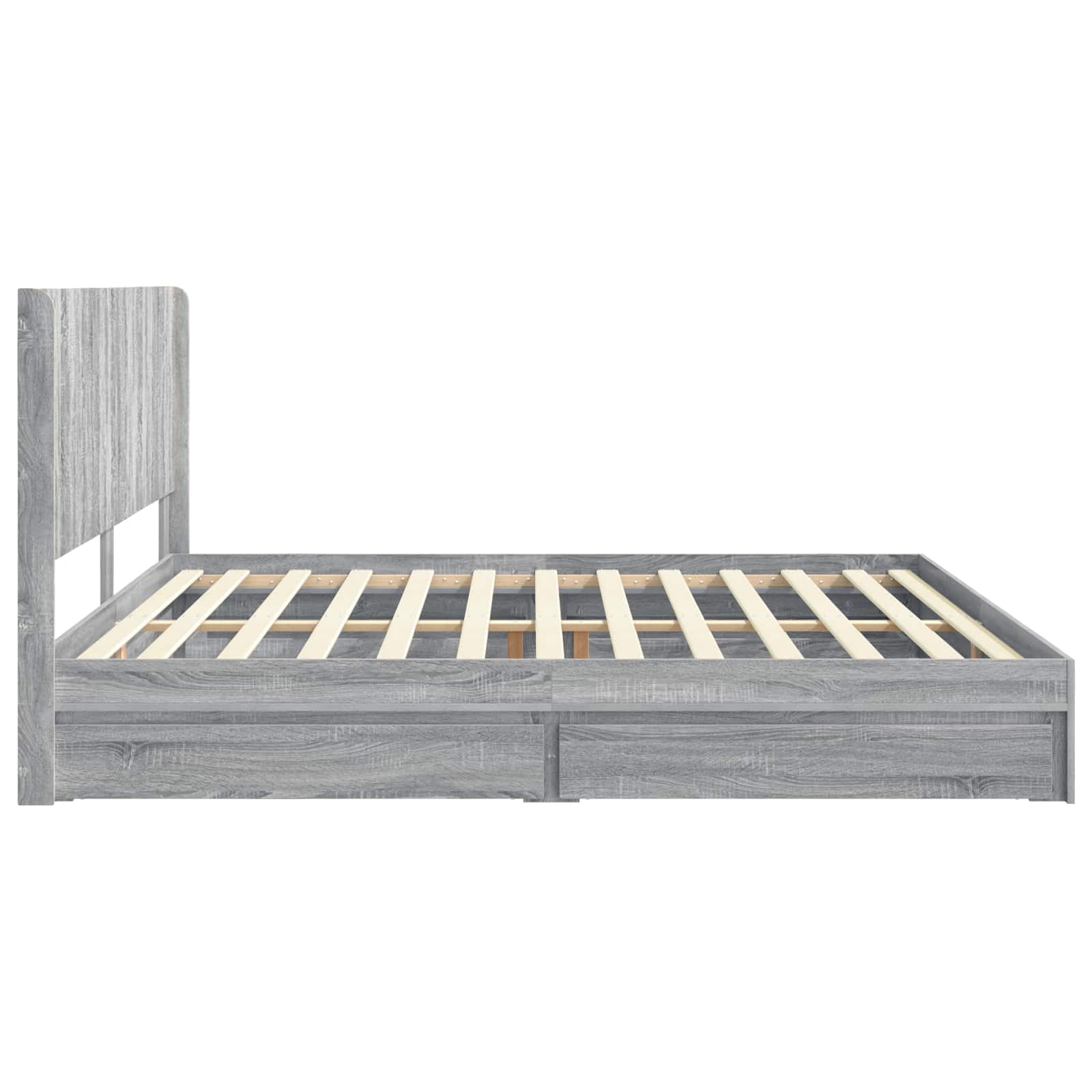 Struttura del letto con stoccaggio e testata Grigio Sonoma | homemem39