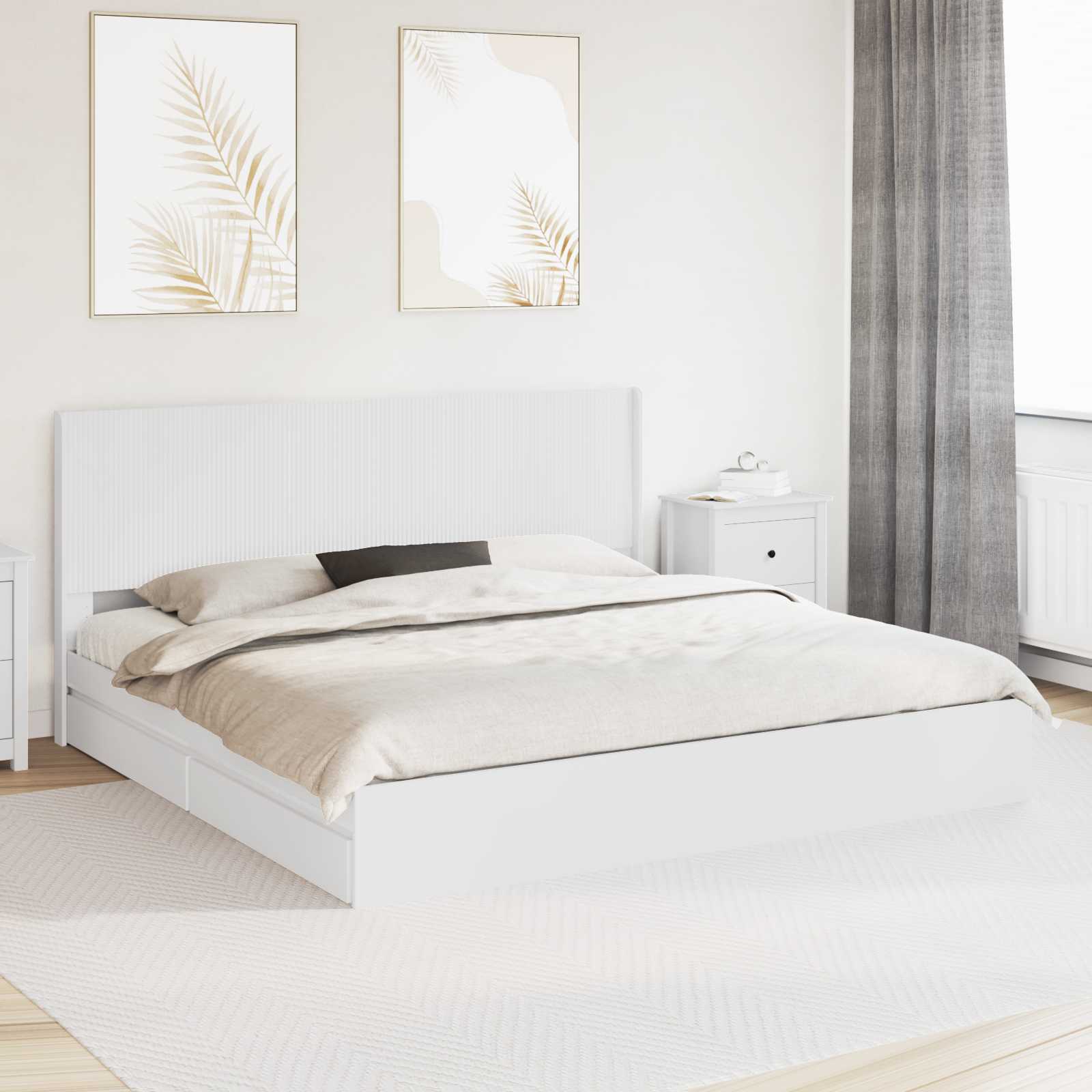 Struttura del letto con stoccaggio e testata Bianco | homemem39
