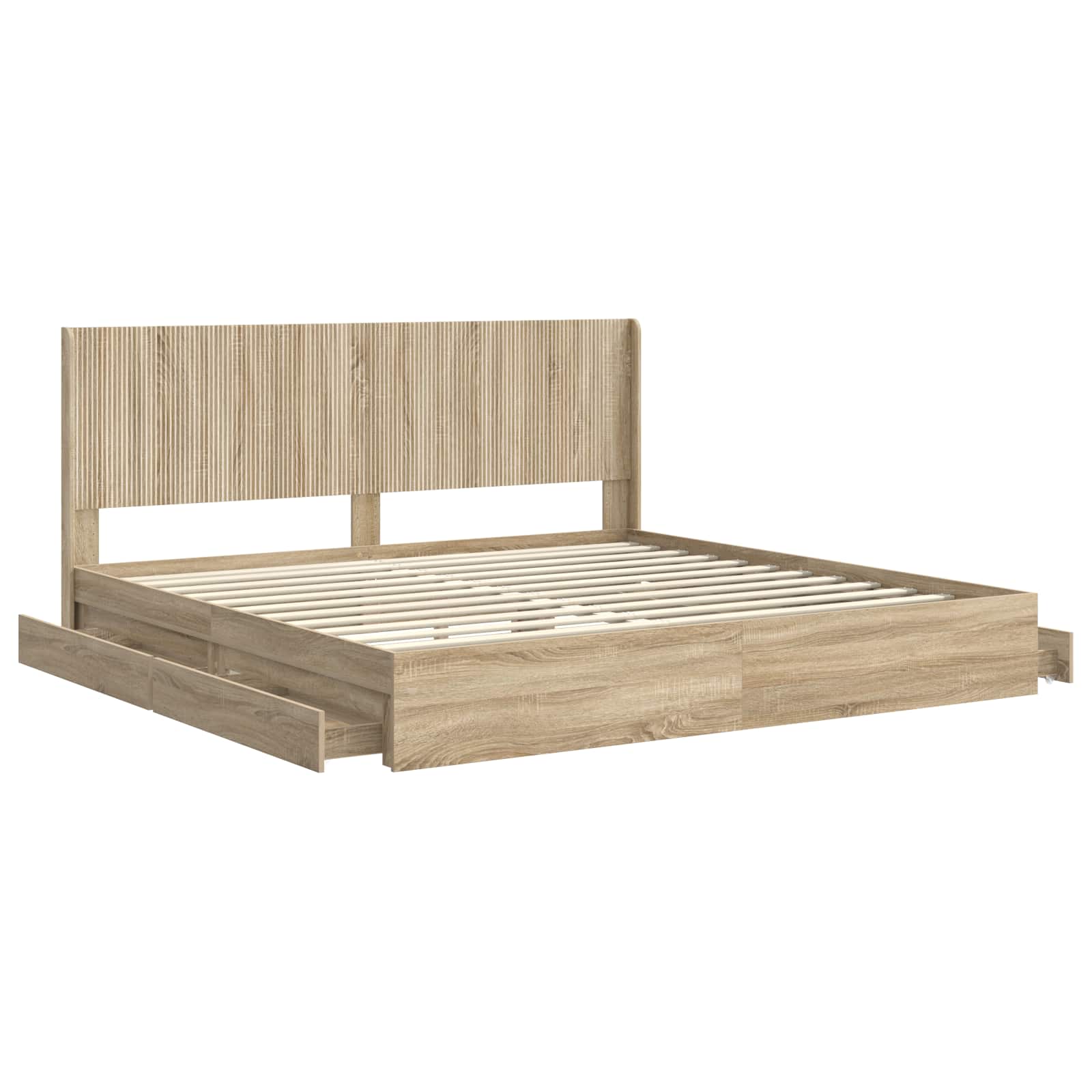 Struttura del letto con stoccaggio e testata Rovere Sonoma | homemem39