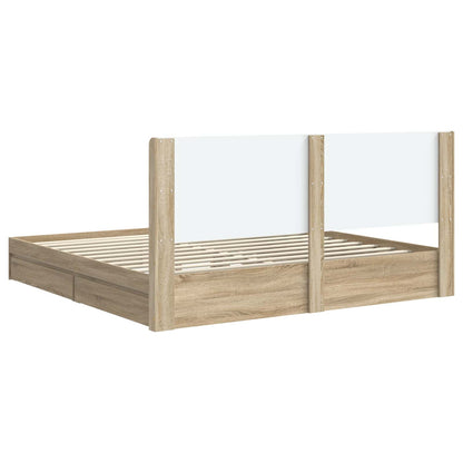 Struttura del letto con stoccaggio e testata Rovere Sonoma | homemem39