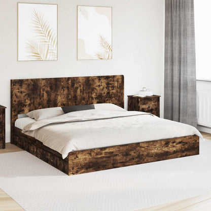 Struttura del letto con stoccaggio e testata Rovere Fumo | homemem39