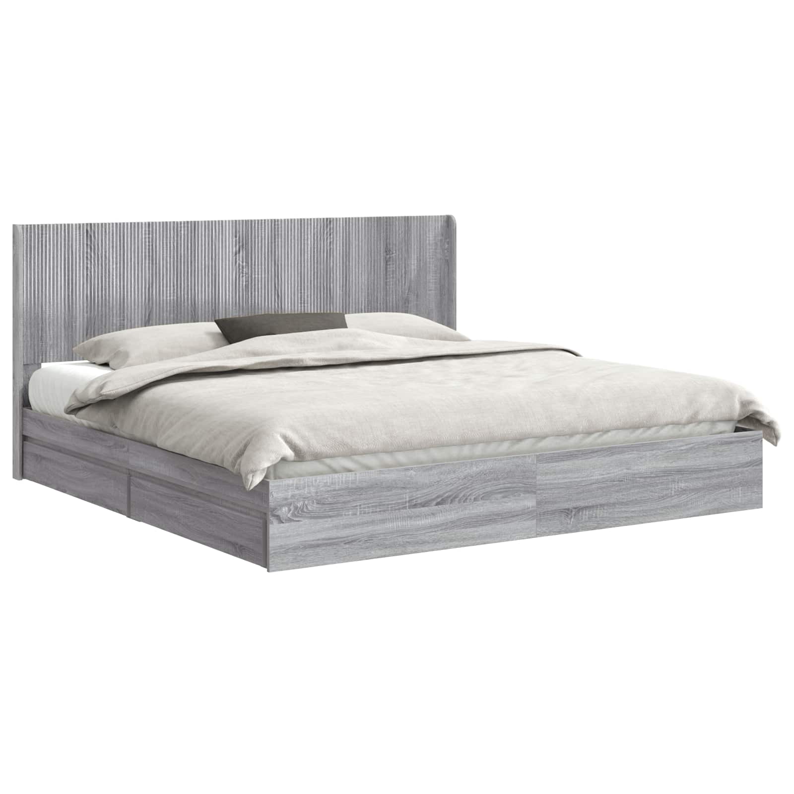 Struttura del letto con stoccaggio e testata Grigio Sonoma | homemem39