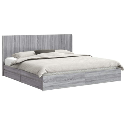 Struttura del letto con stoccaggio e testata Grigio Sonoma | homemem39